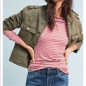 Anthropologie McGuire California Dreamin Green Military Jacket, size L